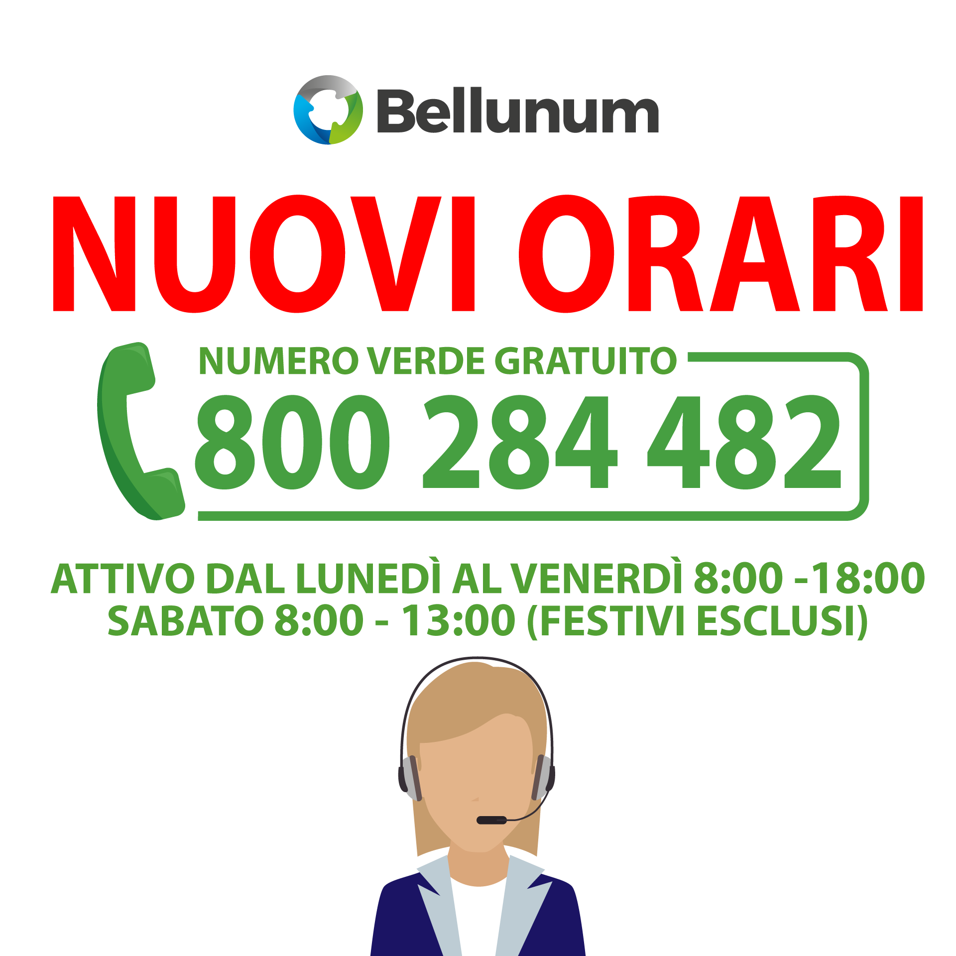 NUOVI ORARI ECOSPORTELLO BELLUNUM SOCIAL